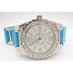 Women Studio Time Crystal Quartz WR Analog 38mm Round Watch (H853) "New Battery"